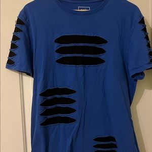 Blue & Black Distressed Shirt